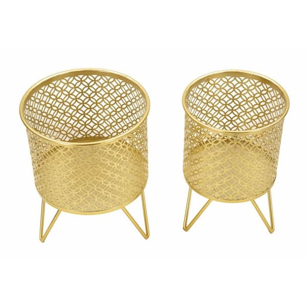 Set med 2 Design Blomkrukor "Ceci" 20cm Guld guld-