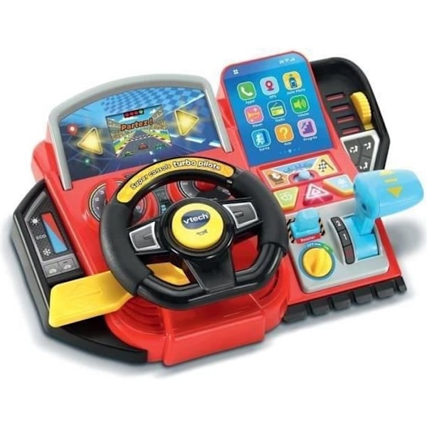 Körsimulator för barn - VTECH Super Console Turbo Pilote - Färgskärm och 20 spel ingår Flerfärgad