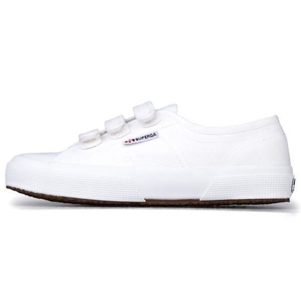 Superga sneaker - SUPERGA - 2750 COT 3 STRAP - Kardborreknäppning - Canvas ovandel - Vulkaniserad gummisula Vit 45