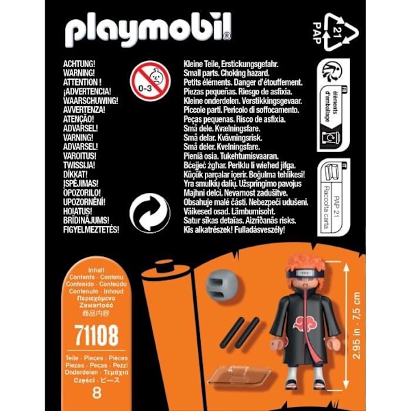 PLAYMOBIL - 71108 - Pain - Naruto Shippuden - Ninja manga karaktär med tillbehör Flerfärgad