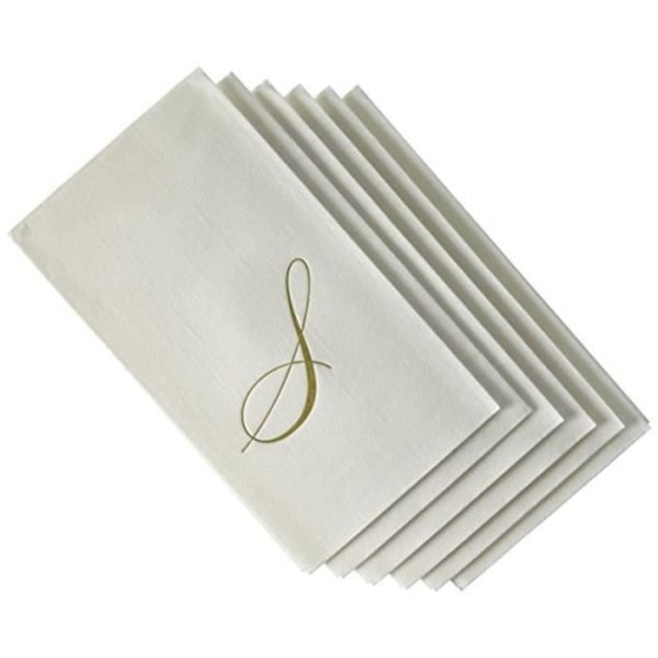 CASPARI - Underhållande med pappersservetter med initial S Set med 24 servetter i pärlvit kök Heminredning