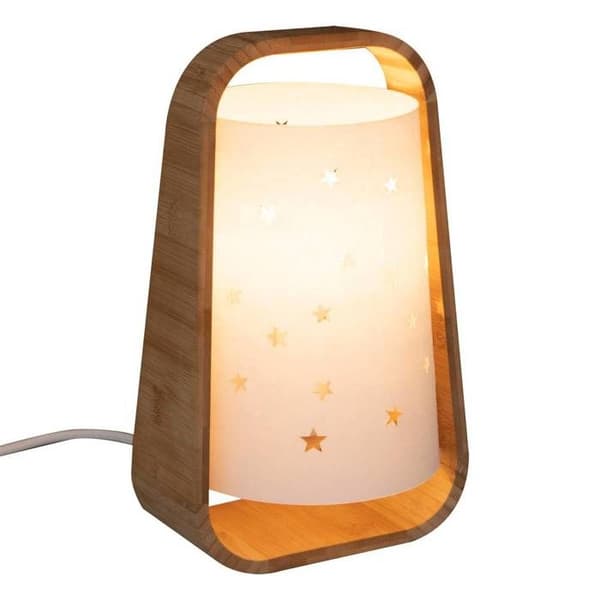 Bordslampa stjärnor H.28cm bambu Vit