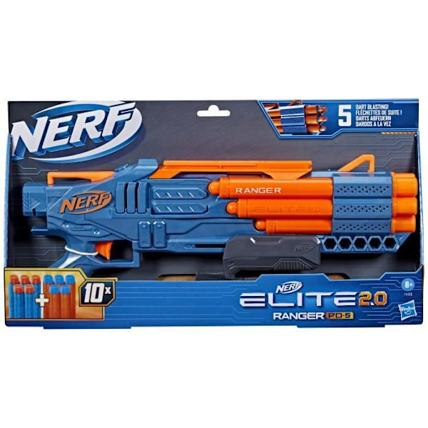 Nerf Elite 2.0, Ranger PD-5 Pump Blaster, 5-Barrel Shooter, 10 Nerf Elite Dart, lätt att använda, förvaring Flerfärgad