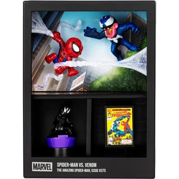 Figur - FANDROP x MARVEL - Spider-Man vs Venom - Vitrin med kultscen + mini affisch - 18 cm