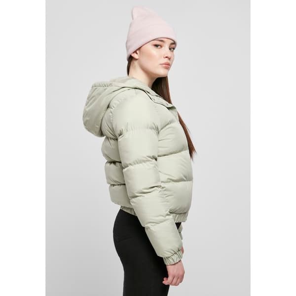 Tjejjacka Urban Classics med huva och vadderad design grön M
