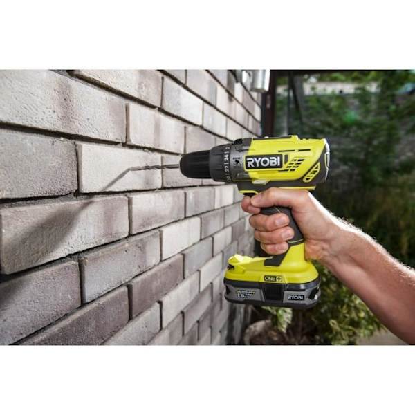 RYOBI 2-växlad 18V ONEPLUS hammarborrmaskin - 2x 2,0 Ah R18PD3-220S LithiumPlus-batterier Grön