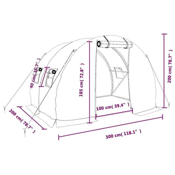 vidaXL Växthus med stålstomme Vit 6 m² 3x2x2 m 364079