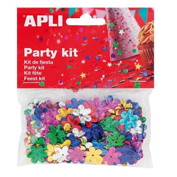 APLI Assorted Metallic Flowers Confetti Bag 14 gr Diverse metallic