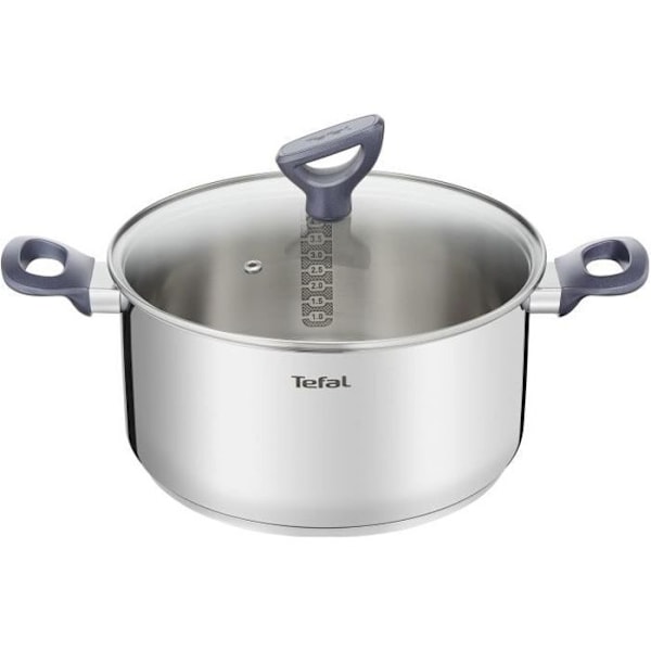TEFAL Dailycook rostfritt stål nederländsk ugn - Ø 24 cm - 5 l - Med glasskydd - Alla spisar inklusive induktion Rostfritt stål