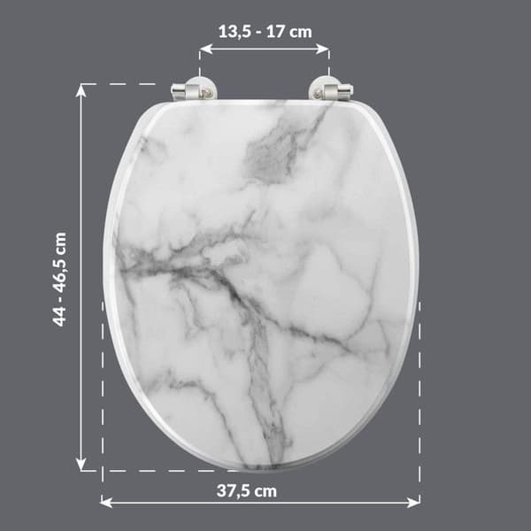 Toalettlock Tryckt "Marmor Effekt" 46cm Vit Grå