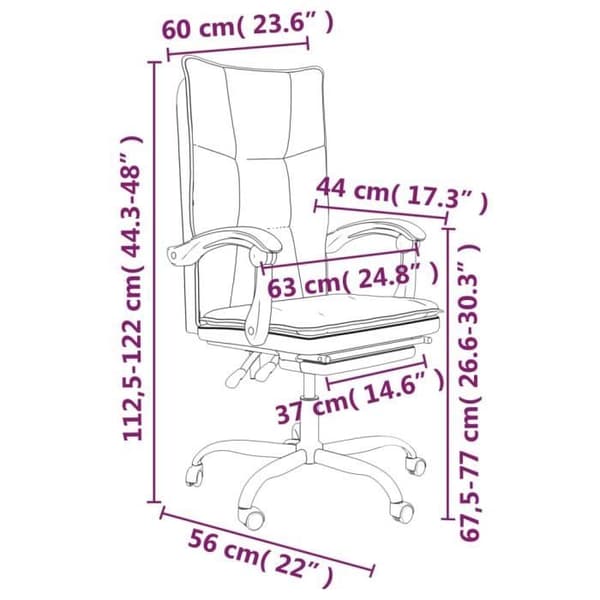 349751 vidaXL Office Recliner ljusgrå tyg