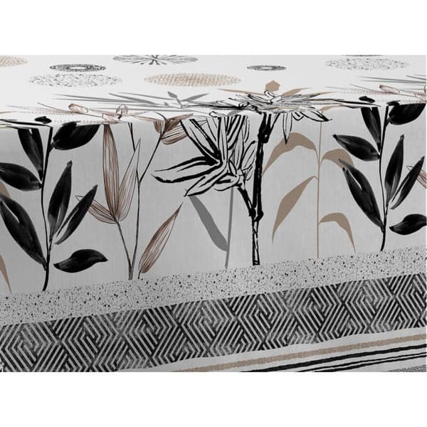 Bordduk - LE LINGE DE JULES - Stevia - Fläckavvisande - 100% polyester - Rektangulär 150 x 300 cm Svart, beige, grå, ecru