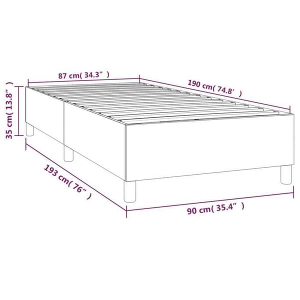 vidaXL Sängram med ribbor kräm 90x190 cm tyg 3120827 Grädde