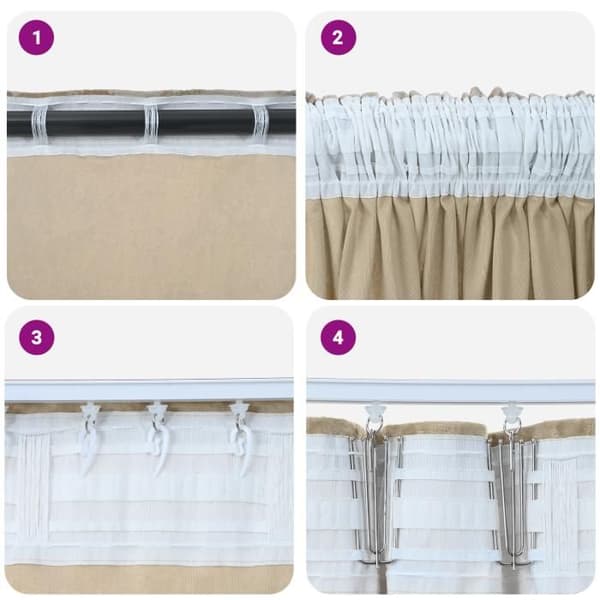 Crème sammet gardiner 140 x 140 cm - 2 stycken, ögla, matt polyester Grädde