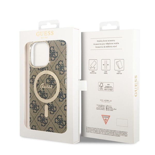 iPhone 15 Pro-fodral - Guess IML 4G MagSafe (GUHMP15LH4STW) - Brun