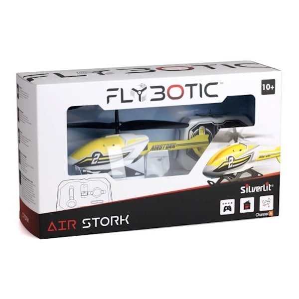 FLYBOTIC - Air Stork - 18 cm fjärrkontrollhelikopter - 2-kanals infraröd teknik inomhusflyg - åldrar 10+ -