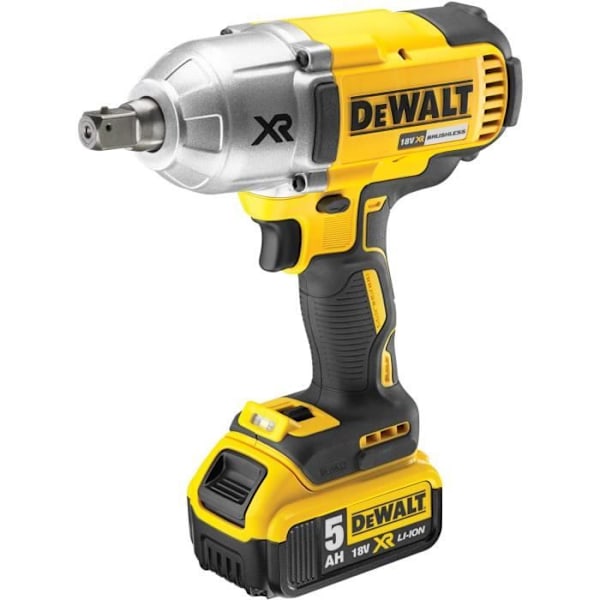 DEWALT XR Slagnyckel 18V 5Ah Li-Ion 3 hastigheter levereras med 2 batterier i TSTAK-låda, klämbar och stapelbar Svart