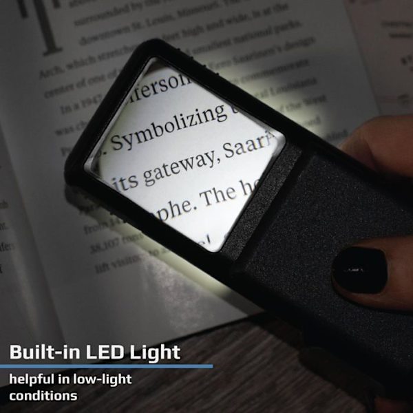 Carson - PO-55 - MiniBrite asfärisk fickförstoringsglas med LED-belysningsfunktion och skyddskåpa ()