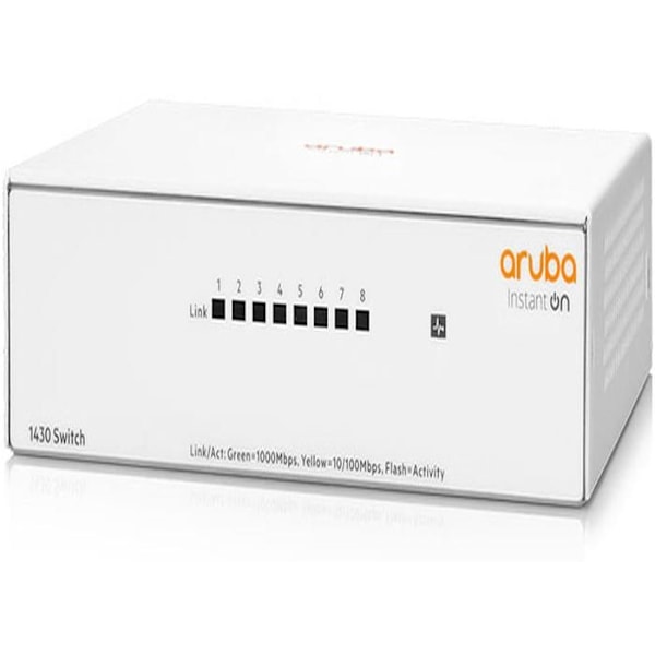 Switch - HPE - Aruba Instant On 1430 8G - Icke hanterad - 8 x 10/100/1000 - Bord, väggmontering Vit