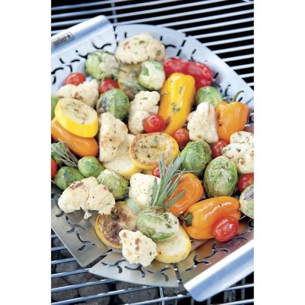 Grönsakskorg - WEBER - Stor modell i rostfritt stål för grill Grå