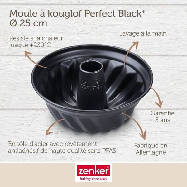 Kouglofform 25 cm Zenker PerfectBack+ Svart