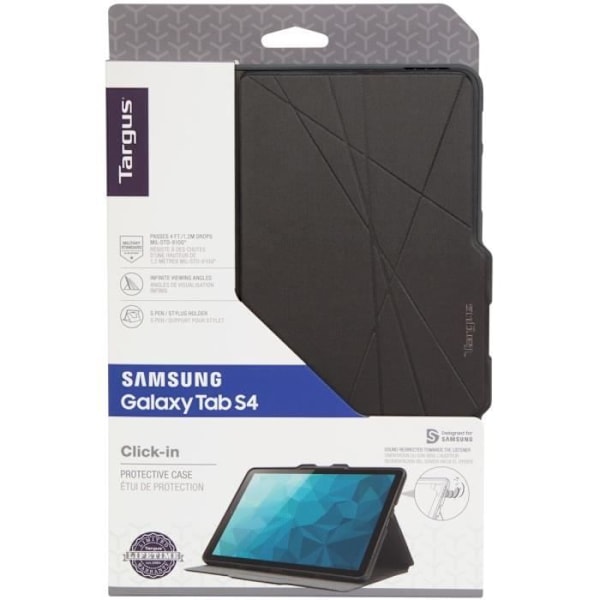Etui Click-In - TARGUS - Samsung Galaxy Tab S4 10.5" (2018) - Svart - Plast PU - Semi-stretchig Svart