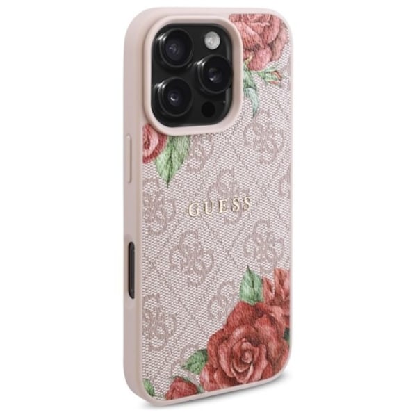 Pochette för iPhone 16 Pro - Guess Hardcase 4G Blommönster Blommönster MagSafe (GUHMP16LP4ROPEMCP) - Rosa rosa