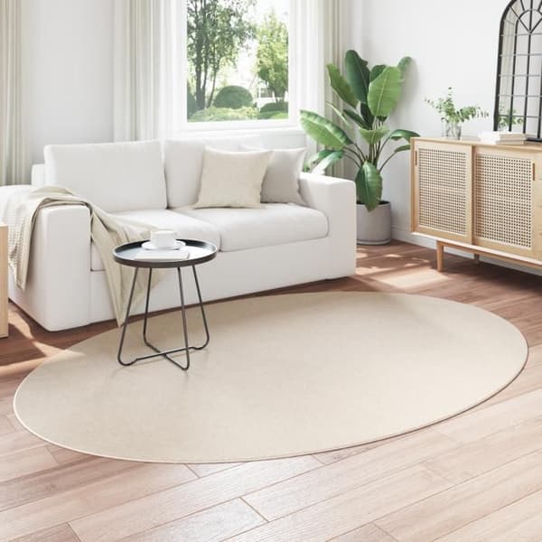 Oval matta beige 160 x 230 cm - polyester, matt finish, modern stil beige