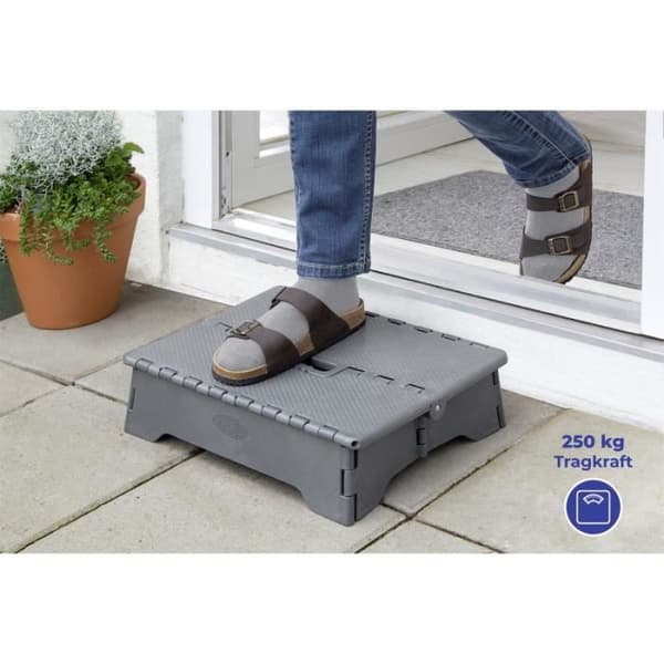 Stegpall - Maximex - Fällbar - Antiskid - Max 250 kg - Grå Mörkgrå