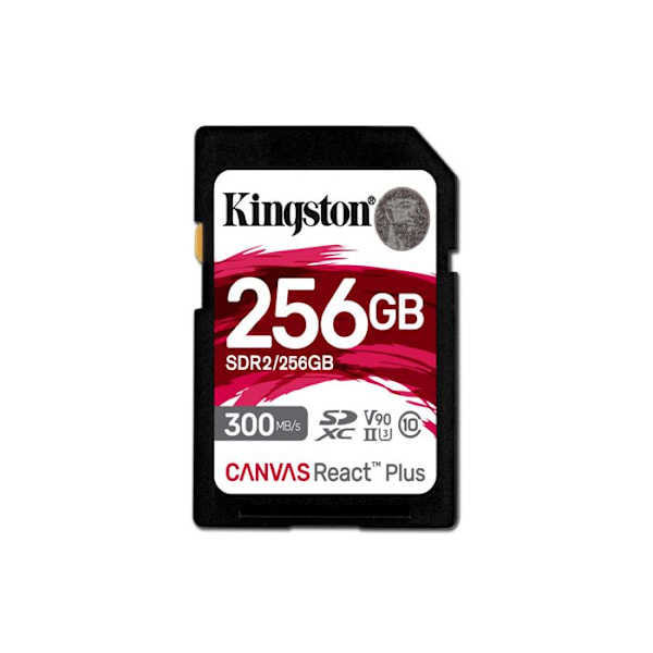 Kingston Minneskort SD 256GB Canvas React Plus 300/260 UHS-II U3 - 0740617301977