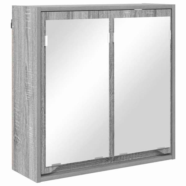 Badrumsspegelskåp - vidaXL - Sonoma grå - 60x20x60 cm - Ingenjörsträ - Rektangulär spegel