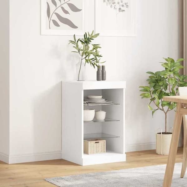 vidaXL Buffé med LED-lampor vit 41x37x67 cm 836721