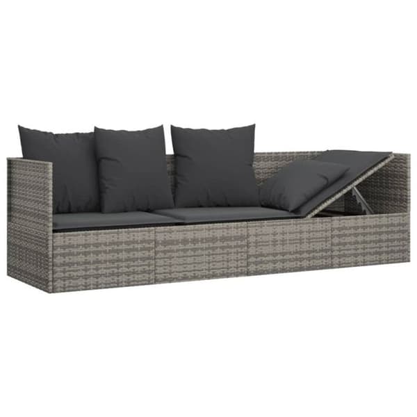 vidaXL Utomhus soffbed med kuddar Grå Vävd resin 319564