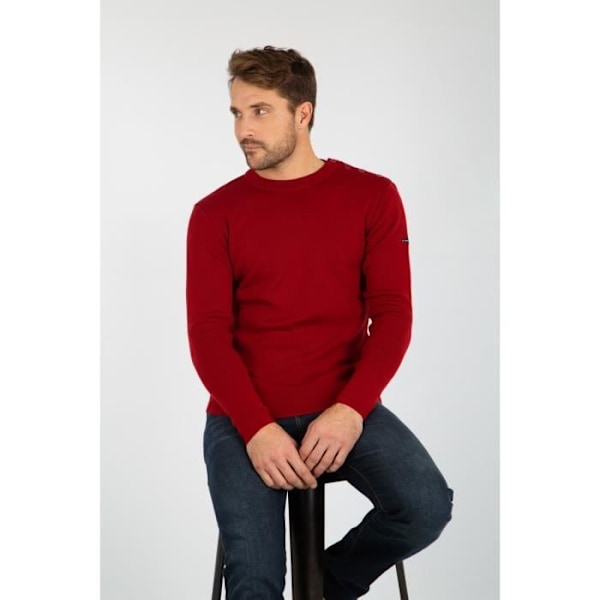 Pull marin - ARMORLUX - Goulenez - Merinoull - Rundad hals - Röd Röd jag