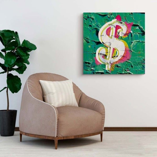 Declea Modern målning tryckt glamour Dollar popkonst - modern inredning för hemmets ram för vardagsrummet heminredning