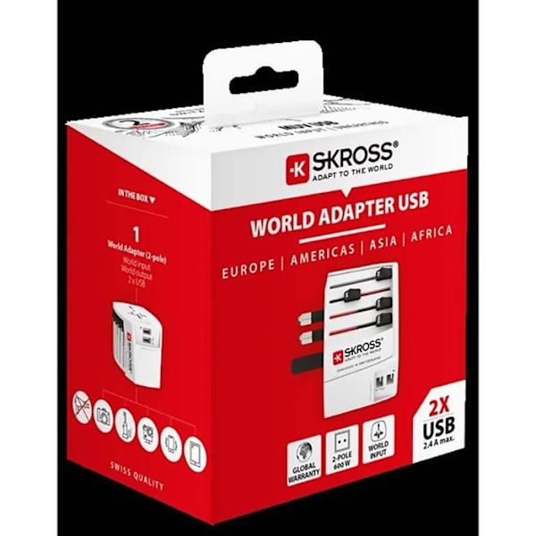 Adaptör och omvandlare - SKROSS - MUV USB AC45PD - 2 USB-portar - USB-C-utgång 45W - Universell