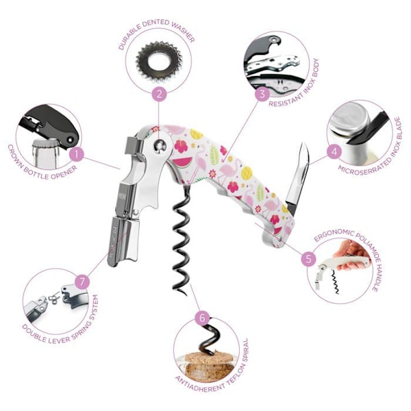 Tire-bouchon - flasköppnare - koalaman - 20000204 - Set med 10 retro tvåtimmars korkskruvar med flamingos