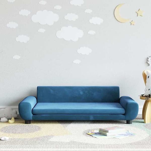 vidaXL Barnsoffa Blå 100x54x33 cm Sammet, Minisoffa, Minisoffa Stol, Mini Barnsoffa, 3196379 Soffa