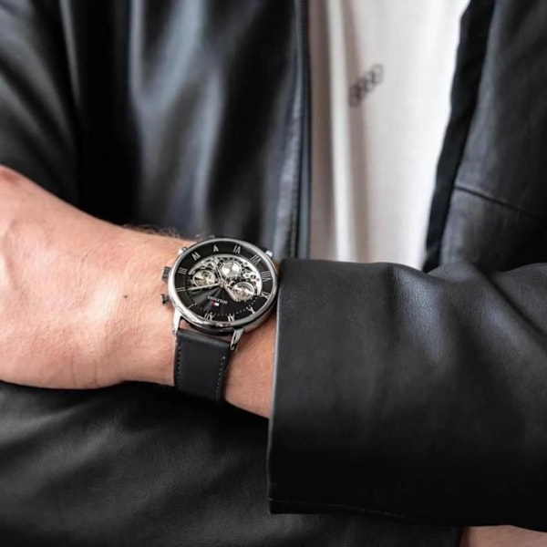 Klocka - Tommy Hilfiger - 1710565 - Svart läder - 44 mm - Vattentålig 5 bar Svart