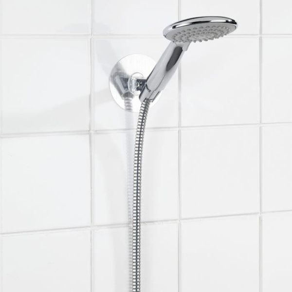 Duschhuvudstöd - WENKO - Osimo - Fastsättning utan borrning - Plast - Krom Krom