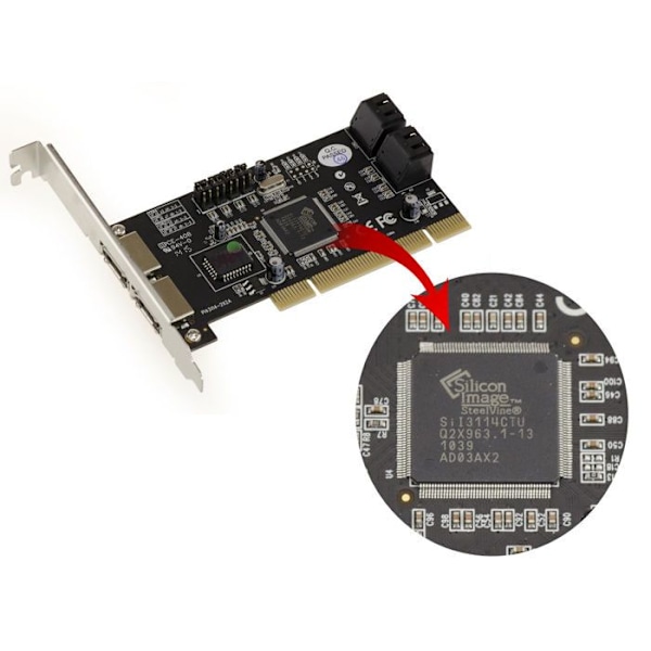 PCI 4 + 2 portar SATA eSATA Controller Card med SIL3114 Chipset. Oberoende eller klustrade diskar Raid 0 1 0+1