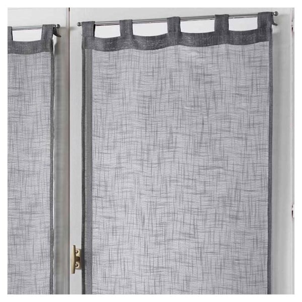 Raka par öglor 2 x 60 x 90 cm Haltona vävd linneeffekt Grå Grå