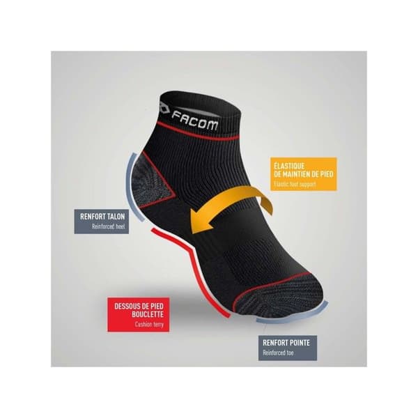 Facom Strumpor Herr, Låg Socka Herr (6-pack) - Svart Svart 39/42