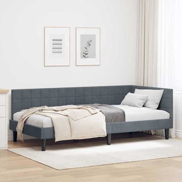 vidaXL Hörnsängram Mörkgrå 100 cm x 200 cm Sammet 42016439