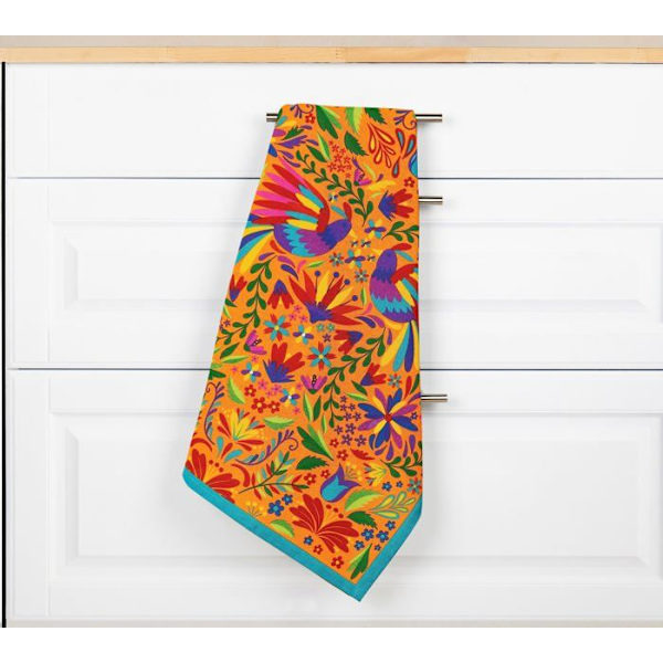 Torchon - handduk Excelsa - 66641 - Mexikanska blommor kökshandduk, 100% bomull, 70 x 50 cm, med knäpphål