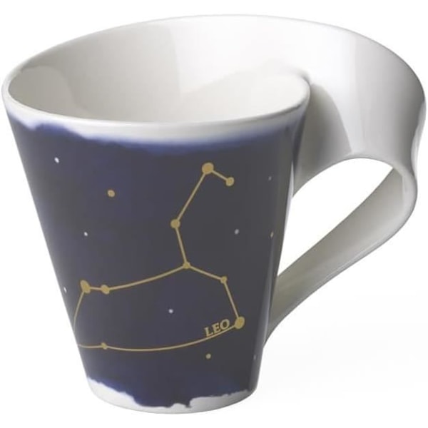 Mugg - Villeroy Boch - NewWave Stars - Premiumporslin - 300 ml - Motiv av lejon i guld Vit blå