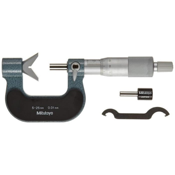 Mitutoyo 114-165 - KVM SWITCH - 114 165 114 Series 5 Flute V-städ mikrometer, 5 Mm-25 mm Range, Gradering 0,01 mm