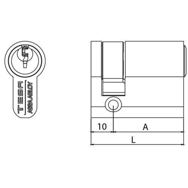 STANDARD CYLINDER EUROPEISK PROFIL TE5 MELLA MÄSSING 5200 R13 30x10 TES