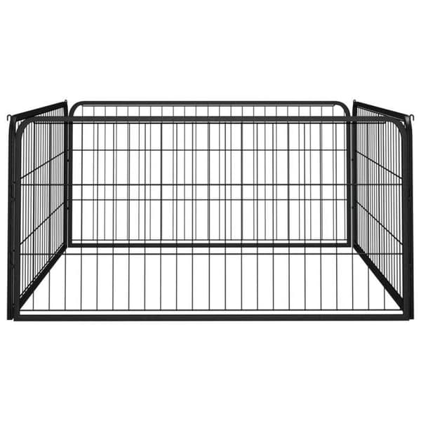 vidaXL hundlekhage 4 paneler svart 100x50cm pulverlackerat stål 171794 Svart