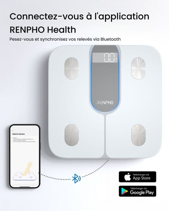 RENPHO - Ansluten balans Elis 1C - Bluetooth - Vit Vit